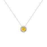 عصفور كريستال سلسلة فضة عيار 925 بتصميم دائري اصفر مرصع بالزركون ND0554-Y